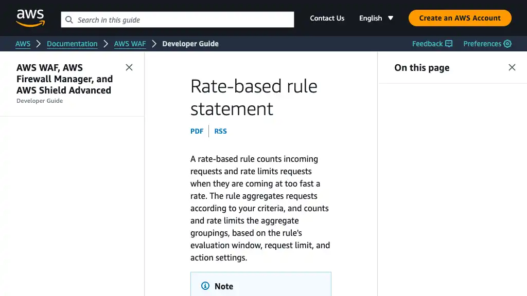 Rate-based rule statement - AWS WAF, AWS Firewall Manager, and AWS Shield Advanced